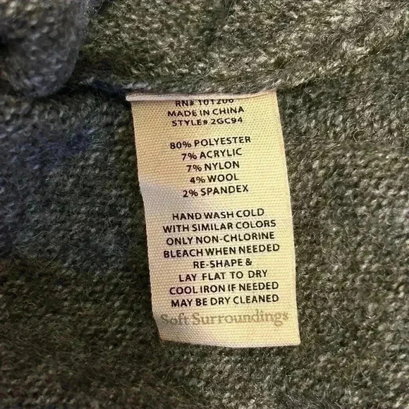 NWT Soft Surroundings Button Neck Sweater Heather Grey Size S - Picture 8 of 8